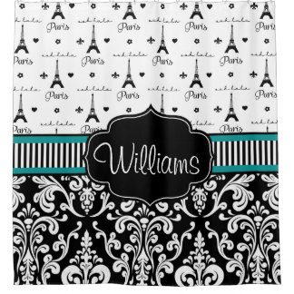 Teal Paris Shower Curtain