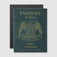 Teal Passport Destination Wedding Save the Date