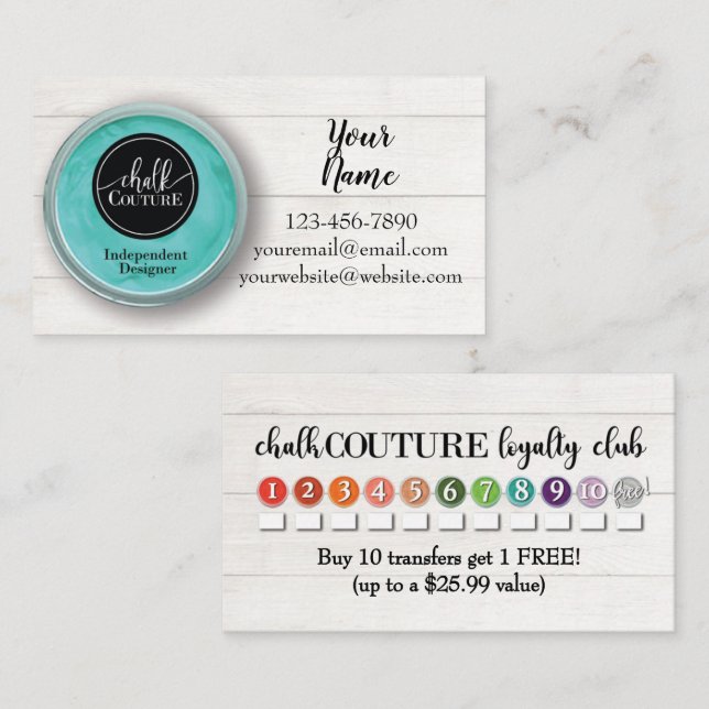 Teal Paste Chalk Couture Business Card (Front/Back)