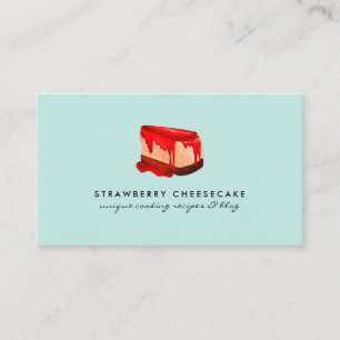 Teal Pastel Cheesecake Strawberry Pastry Dessert Business Card