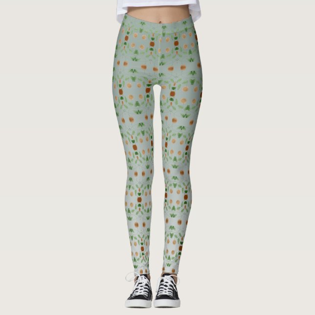 Teal Patterned Leggings (Front)
