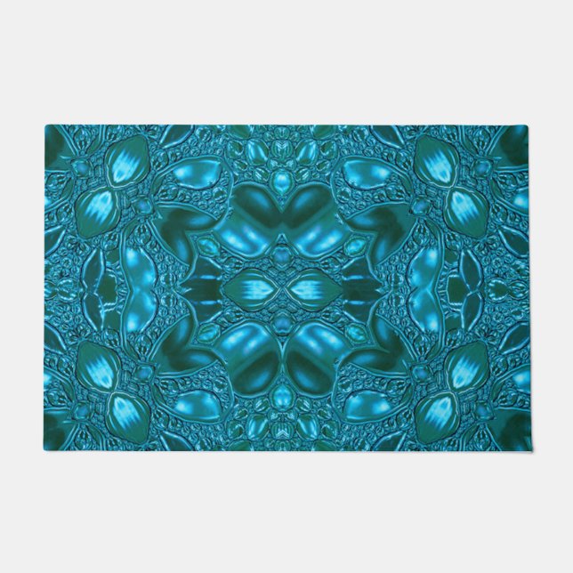 Teal Patterns Doormat (Front)