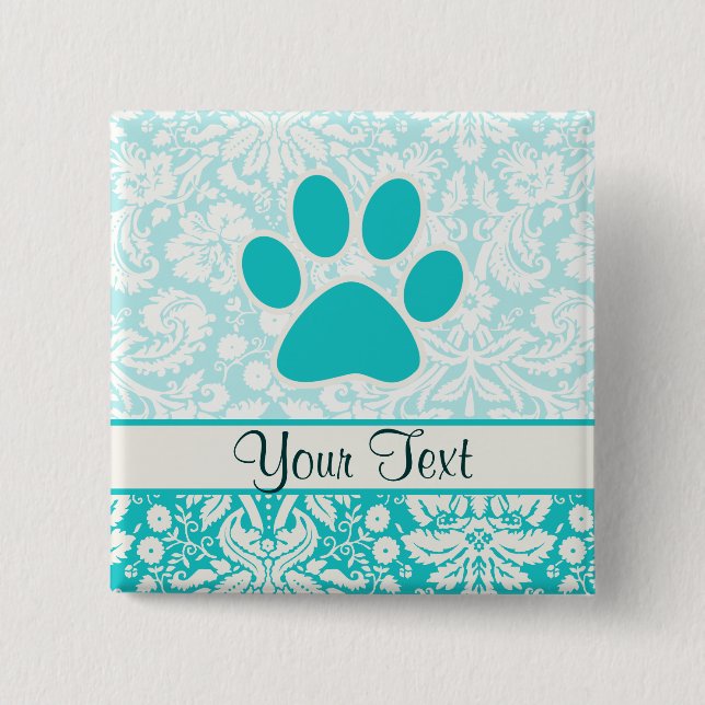 Teal Paw Print 15 Cm Square Badge (Front)