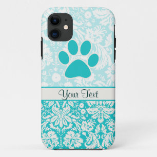Teal Paw Print iPhone 11 Case