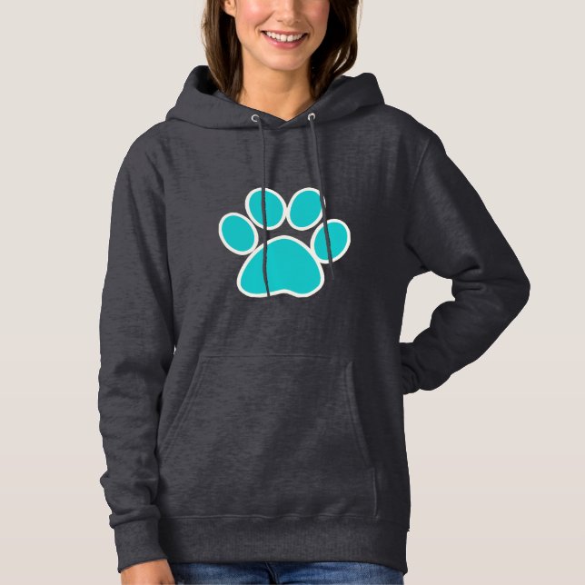 Teal Paw Print Hoodie (Front)