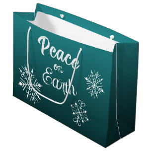 Teal Peace on Earth Christmas Gift Bag