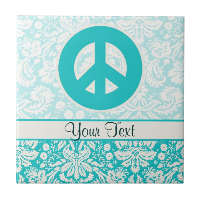 Teal Peace Sign Tile (Front)