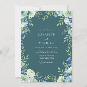 Teal Peaceful Woodland Wedding Invitation