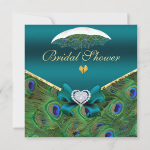 Teal Peacock Bridal Shower Invite