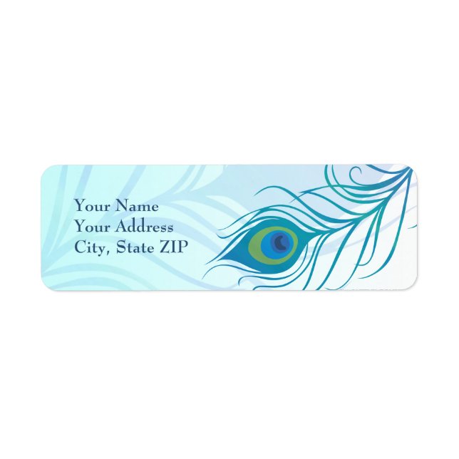 Teal Peacock Feather Label (Front)