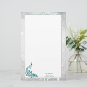 Teal Peacock Stationery