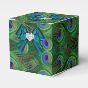 Teal  Peacock Wedding Favour Box