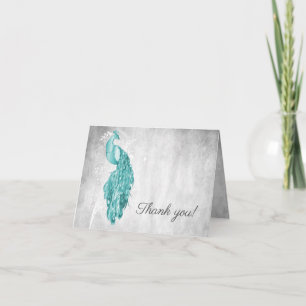 Teal Peacock Wedding Thank You