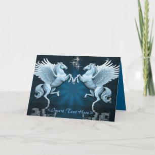 Teal Pegasus Reflections Greeting Card