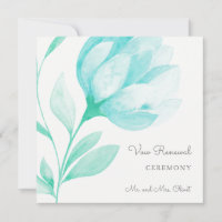 Teal Peonies Vow Renewal Invitation