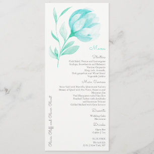 Teal Peonies Wedding Menu