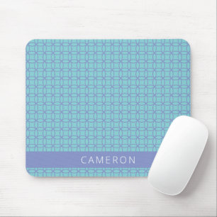 Teal Periwinkle Geometric Personalised Name Desk Mouse Pad