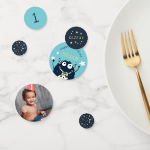 Teal   Personalised Little Monster Birthday Party Confetti