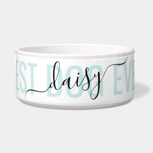 Teal Personalised Modern Chic Script Best Ever Dog
