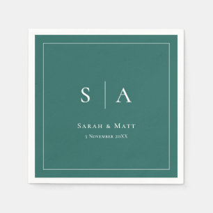 Teal Personalised Wedding Napkins