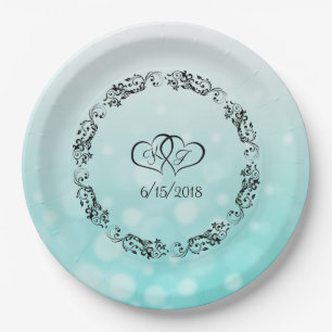 Teal Personalised Wedding Paper Plates