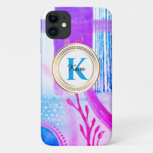 Teal Personalized Girly Blue Monogram Turquoise Case-Mate iPhone Case