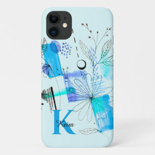 Teal Personalized Girly Blue Turquoise Monogram Case-Mate iPhone Case