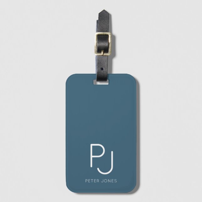 Teal Personalized monogram Initials Monogrammed  Luggage Tag (Front Vertical)