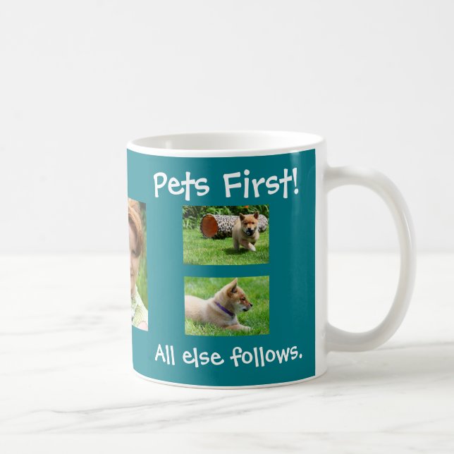 Teal Pets First 5 Customised Photos Coffee Mug (Right)