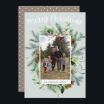 Teal Photo Christmas Greenery Greeting Card<br><div class="desc">Celebrate the season with this beautiful teal watercolor greenery greeting card.</div>