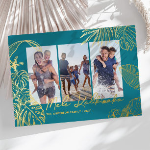 Teal Photo Collage Hawaiian Christmas