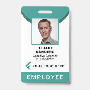 Teal Photo ID QR Code Employee Company Badge