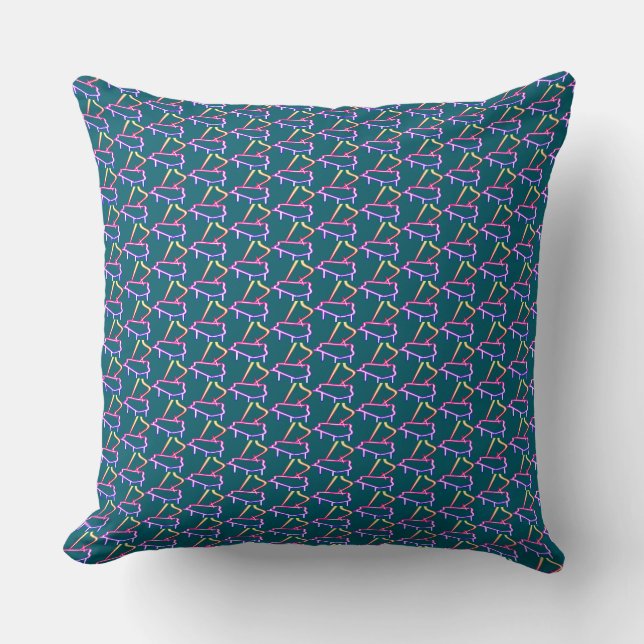 Teal Piano Embellished  Cushion (Front)