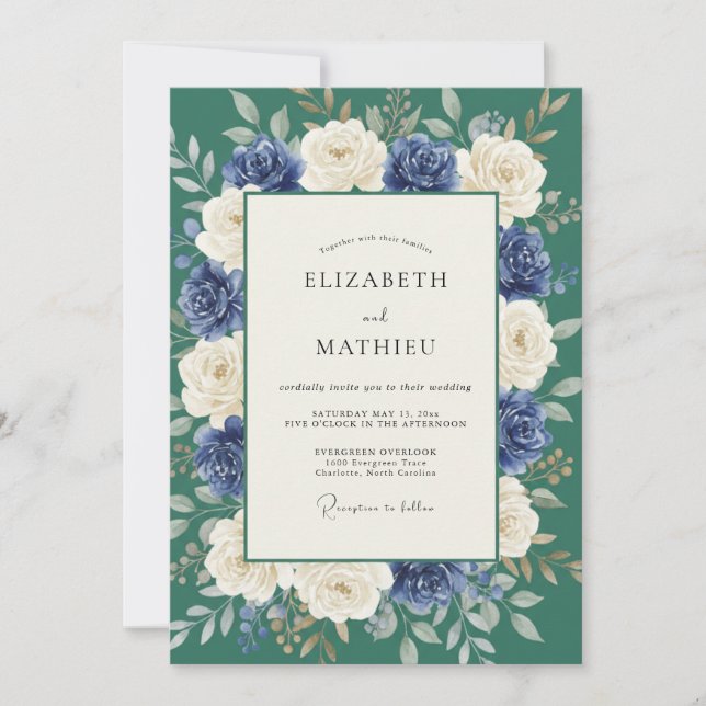 Teal Picturesque Winter Wedding Invitation (Front)