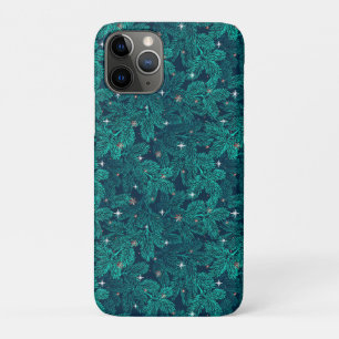 Teal Pine Branches With White Snowflakes Case-Mate iPhone Case