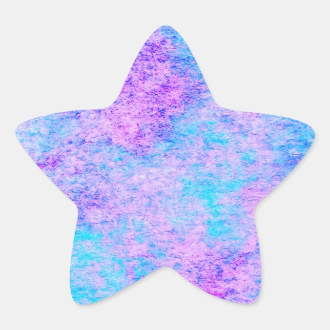 Teal Pink Abstract Design Star Sticker (Front)