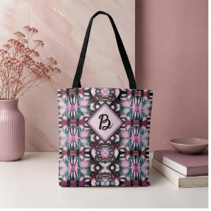 Teal, Pink and Brown Connecting Mandalas Tote Bag