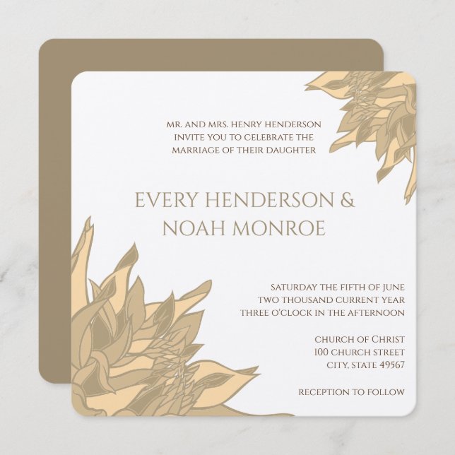 Teal Pink Beeswax Yellow Coral Floral Invites (Front/Back)