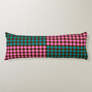 Teal Pink Brown Chequered Diamond Pattern Body Cushion