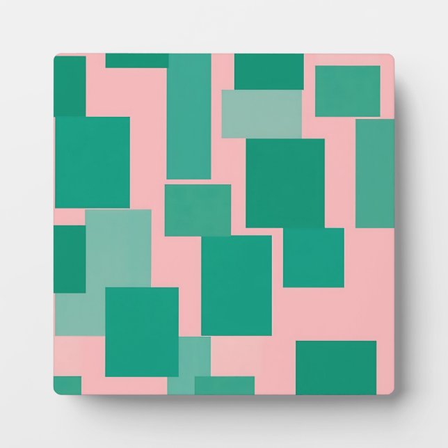 Teal Pink Color Block Pattern Modern Abstract  Plaque (Front)