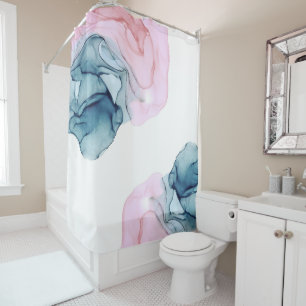 Teal & Pink Ethereal Inky Fantasy Shower Curtain