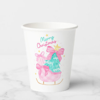 teal, pink gifts sleigh paper cups