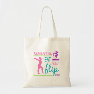 Teal Pink Green Purple Gymnastics Tote Bag