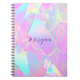Teal & Pink Iridescent Design, Script Name Notebook