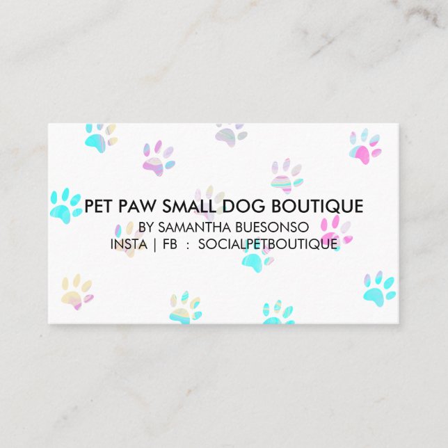 Teal pink paws boarding dogs pet grooming business card (Front)