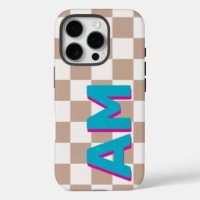 Teal Pink Shadow Monogram Beige Chequerboard