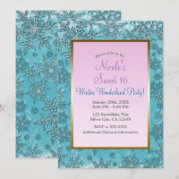 Teal & Pink Snowflakes Winter Wonderland Party