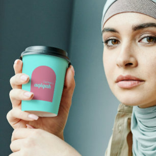 Teal Pink Solid Colour Plain Aqiqah Baby Shower Paper Cups