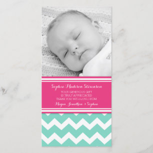 Teal Pink Thank You Baby Shower Photo Cards