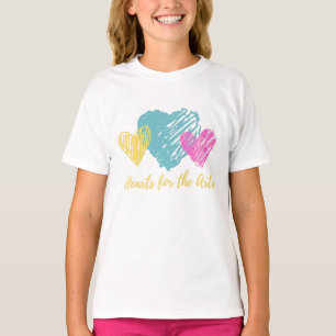 Teal, Pink & Yellow Hearts T-Shirt